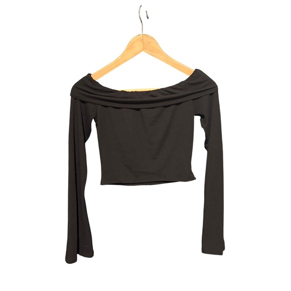 Y2K Black Off Shoulder Crop Top Euphoria Dark Going‎ Out  Rodeo Top Size 2 - Picture 3 of 9